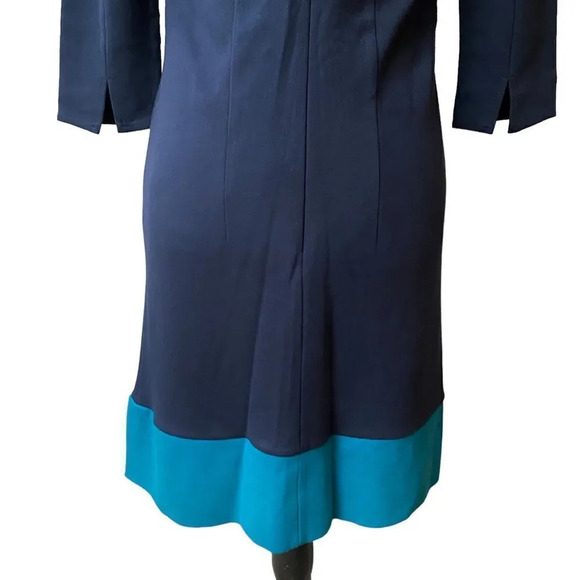 S. Oliver Colorblock Shift Dress Navy Turquoise EU 36 XS Work Cocktail Pockets - Picture 11 of 13